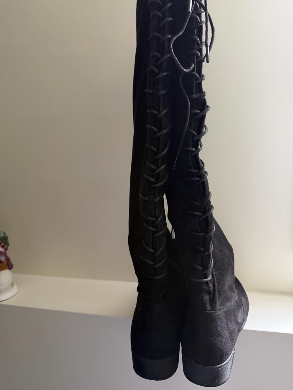 French Connection Black Over-the-Knee Lace-Up Boots - Picture 4 of 6